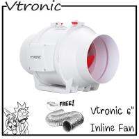 Vtronic Inline fan 6" inch W150-01 พัดลมดูดอากาศ 6 นิ้ว พร้อมเเหวน ครบชุด จัดส่ง KERRY ทุกวัน พัดลมระบายอากาศ ในเต้นท์ พัดลมปลูกต้นไม้ Cannadude420