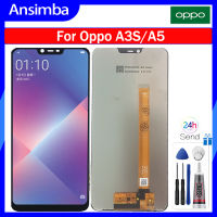 Ansimba จอ LCD ขนาด6.2นิ้วของแท้สำหรับ A5 Oppo (AX5) อะไหล่ CPH1803 LCD CPH1809/Oppo หน้าจอ LCD ชุดประกอบดิจิไทเซอร์จอแสดงผลหน้าจอสัมผัสสำหรับ A5 OPPOPPO/A3s Lcd