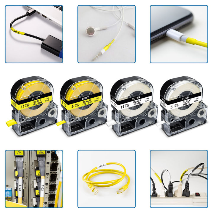 10pk-lk-4yba5-heat-shrink-tubes-5mm9mm-black-on-yellow-tape-compatible-for-epsonking-jim-su5y-lk-4yba5-lw-300-400-label-maker