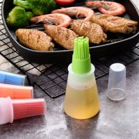 ✶❐ Barbecue Oil Brush Oil Dispenser with Brush High Temperature Resistant Silicone Seasoning Bottle Brush Kitchen Baking Gadgets