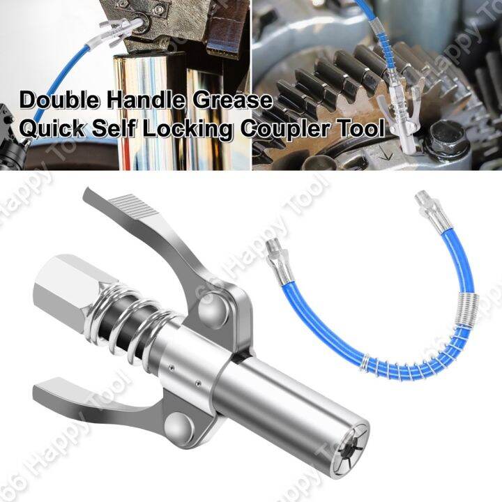 10000psi Double Handle Grease Coupler Hose Kit Heavy Duty Quick Self