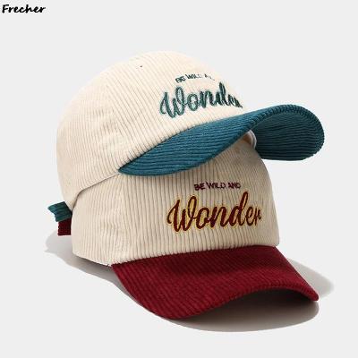 Vintage Letter Embroidered Corduroy Baseball Cap Candy Color Warm Winter Hats For Men Women Fresh Hip Hop Face Caps Bone Gorras