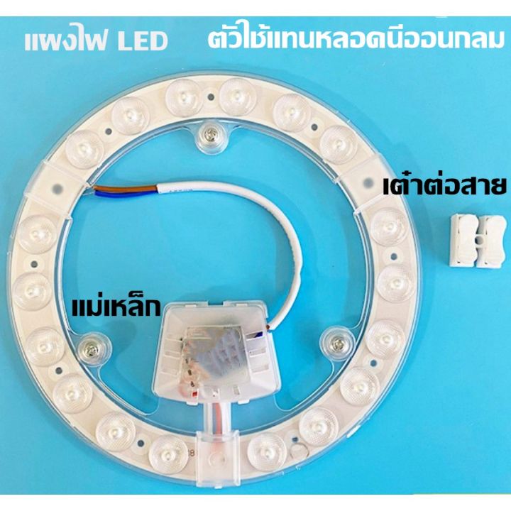 ส่งจากไทย-แผงไฟ-led-36wสีขาว-สำหรับโคมเพดานกลม-ceiling-ตัวใช้แทนหลอดนีออนกลมรุ่นประหยัด-พร้อมเต๋าต่อสายไฟแม่เหล็กdriver