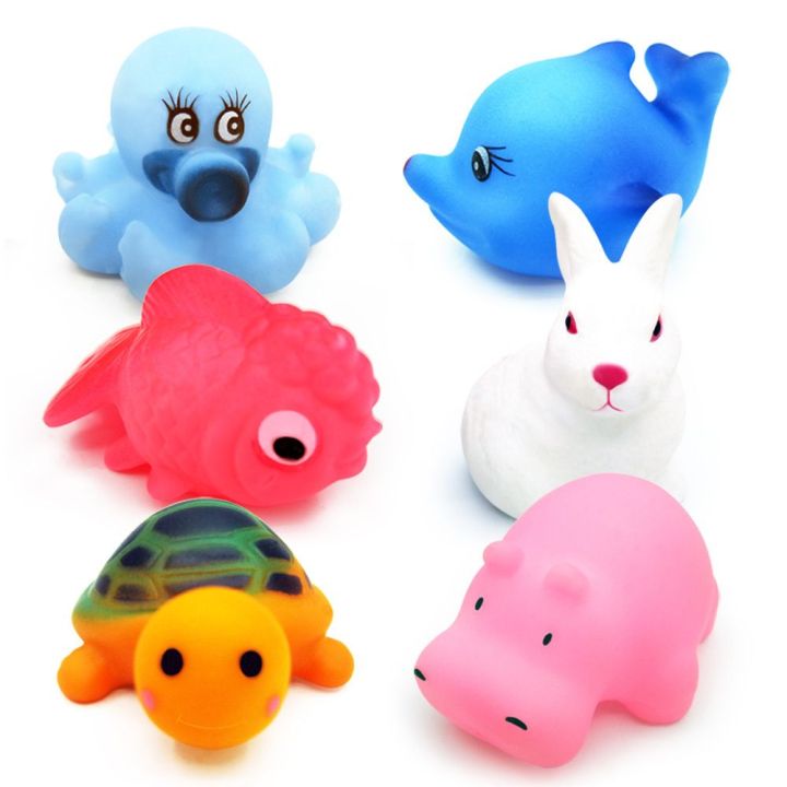 denlun-10pcs-20pcs-float-rubber-animals-water-fun-gametoy-bathroom-swimming-floating-toys-animal-tub-toys-fishing-net-animals-bath-toy