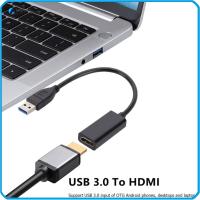 RJQFNG USB 3.0เป็น HDMI สายแปลง HDMI แกนลวดทองแดง 1080P สายสัญญาณเสียงและวิดีโอ ของใหม่ การซิงโครไนซ์เสียงและวิดีโอ สายแปลง USB คอมพิวเตอร์สำหรับคอมพิวเตอร์