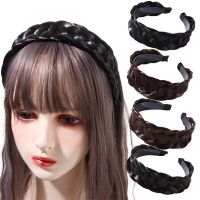 Bando Wig kepang gaya Korea ikat kepala rambut lebar untuk cuci tulang ikan ikat kepala gaya Korea