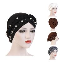 【YF】 Head Scarf for muslim women solid cotton turban bonnet hijab Caps white pearl Inner hijabs femme musulman arab wrap turbantes