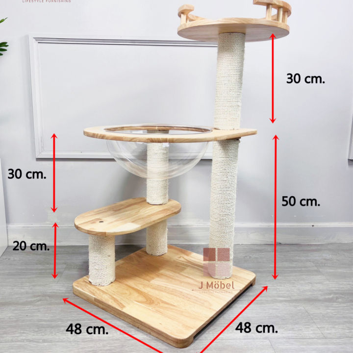 คอนโดแมวไม้ยางพาราจริง-คอนโดแมวไม้แท้-สูง90cm-อ่างนอนแมว-หลุมอวกาศ-คอนโดแมว-bed