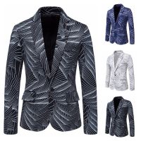 ZZOOI 2022 autumn and winter new mens one-button printed dress suit European size mens casual suit jacket men