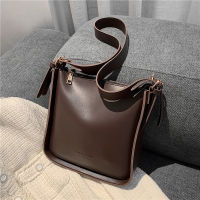 Burminsa Vintage Wide Strap Bucket Shoulder Bags For Women Brand Designer Simple Large Capacity Crossbody Work Ladies Handbags