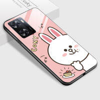 PMP Mall ปลอกสำหรับ OPPO A17k OPPO A17 OPPO A77S Realme C30S Realme C33เคสโทรศัพท์หรูหราการ์ตูนน่ารักกระต่ายเป็ดน้อยสีเหลืองหมีออกแบบปาร์ตี้เคสมันวาวกระจกเทมเปอร์ฝาหลังปลอก