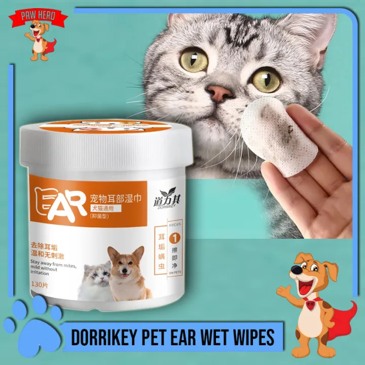 PAW HERO Dorrikey Pet Ear Wipes Dog Cat Earwax Clean Ears Odor Remover ...