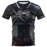 Medieval Knight Totem ชายเสื้อยืดแขนสักเสื้อยืดวินเทจพิมพ์ 3D สตรีทแวร์ด้านบนเสื้อผ้าสตรีแฟชั่นเสื้อยืด XS-5XL