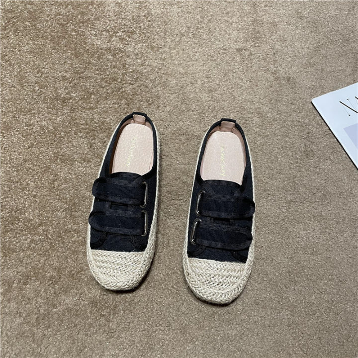 gentle-wanwan-lei-style-straw-fisherman-shoes-womens-shoes-2023-spring-and-autumn-thin-all-matching-outer-wear-closed-toe-half-slippers