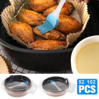 Non-Stick Frying Parchment Paper Air Fryer Paper Liners Set Non-Stick Air Fryer Food Grade Parchment With Silicone Tray And Brush Oil-Proof Parchment Liner