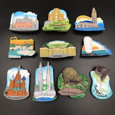 【lz】✾■  World Tourism Souvenir Imã de geladeira Presentes Áustria Palácio Tailândia Nova Zelândia Singapura Rússia Macau Marrocos Presente