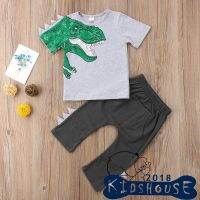 H-C★Fashion Toddler Boys Cool Dinosaur Tops T-shirt Pants Kids Outfits Set