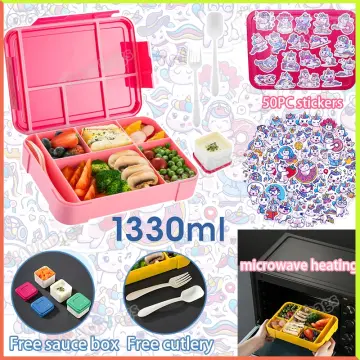 Plastic Student Portable Lunch Box with Cutlery with Sauce Box