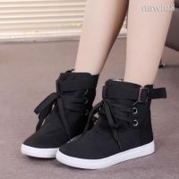 COD SDGREYRTYT Womens Ankle Boots Breathable Lace-Up Canvas Winter Warm Casual Flat Boots Fashion Shoes D232