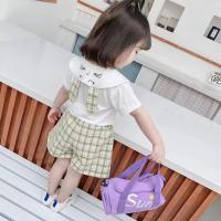 baby girl short sleeve suitชุดเด็กผู้หญิงแขนสั้นขาสั้นกางเกงขาสั้นลายสก๊อตเสื้อหูกระต่ายแฟชั่น1~2~3ปี