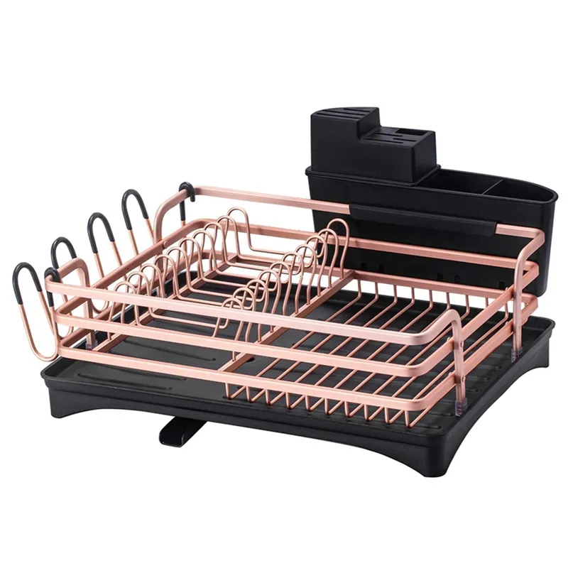 Dish Drying Rack, Compact Rustproof Dish Rack And Drainboard Set, Dish  Drainer With Adjustable Swiv