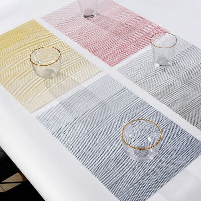 1Pc 45x30cm Curve Simple PVC Non-slip Placemat Dining Table Mat Anti-slip Hot Placemats Bowl Cup Pad Table Coaster
