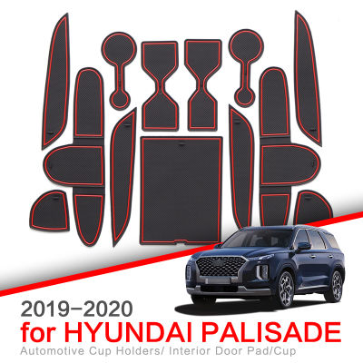 ZUNDUO Car Anti-Slip Pad for Hyundai Palisade 2020 Rubber Gate Slot Cup Mat Rubber Door Groove Mats Interior Styling Accessories