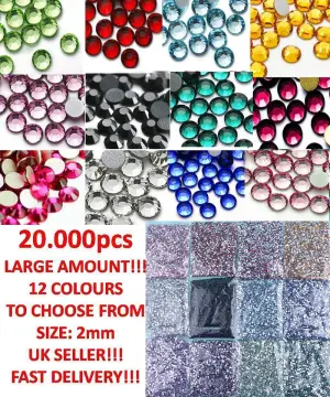 20000 PCS Crystal Flat Back Acrylic Rhinestones Gems 2mm SS6 Flatback  Rhinestones Not Hotfix Acrylic Round Nail Rhinestone