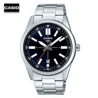 Velashop นาฬิกาข้อมือผู้ชายคาสิโอ Casio STANDARD Analog-Men สายสแตนเลส หน้าปัดดำ รุ่น MTP-VD02D-1EUDF,MTP-VD02D-1E, MTP-VD02D