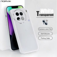 NORVIK เคสโทรศัพท์สีขาวโปร่งใสดูหรูหราสำหรับ Vivo V29 S17 Y78 Y27 Y36 IQOO Z7 Z7X 11 V27 V27e X90 X80 X70 Y02A V25กระจกเทมเปอร์ Y75 V23 Y72 Pro 4G 5G ปลอกอ่อนพร้อมเลนส์ฟิล์ม n10-1