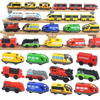 Locomotive Magnetic Car Electric Train Toys Fit All Brand Biro Wooden Diecast Slot Train Track Railway Educational Toys For Kids