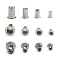 100PCS Stainless Steel M3/M4/M5/M6 Flat Head Threaded Blind Rivet Nut Insert Rivnut Nutsert Screw Bag Packed