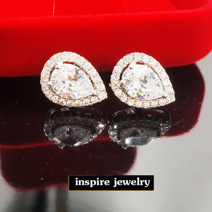 inspire-jewelry-ต่างหูห่วงฝังเพชรสวิสเกรด-aaa-เรียงแถว-หุ้มทองคำ18kสวยหรู-งานแฟชั่นอินเทรนระดับแนวหน้า