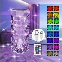 Crystal Table Lamp Rose Light 16 Colors Romantic Diamond Atmosphere Light USB Touch Night Light for Bedroom Desk Party Decor