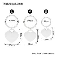 50ชิ้นส่วนบุคคลหัวใจแท็กสแตนเลสที่มีพวงกุญแจโลหะจี้ว่างเปล่าที่กำหนดเองพวงกุญแจของขวัญอุปกรณ์เสริม