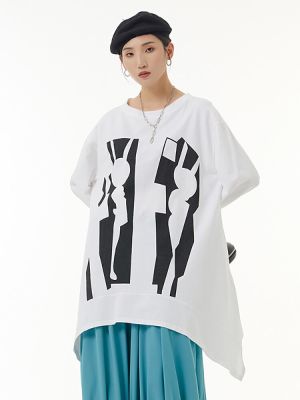 XITAO T-shirt Irregular Casual Loose  Women Long Sleeve T-shirt