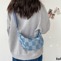 Blue Grid Childrens Shoulder Bag Ladies New Denim Bag 2020 Multiple Waist Bag Messenger Bag Girl Messenger Bag