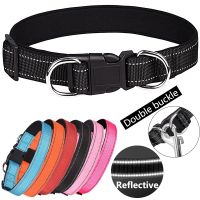 【LZ】 Nylon Dog Collar for Medium Large Dogs Reflective Double D Ring Collar Durable Adjustable Pets Necklace Accessories