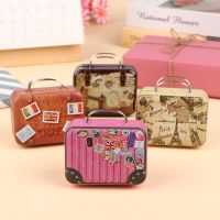 1 PC Retro Mini Travel Suitcase Candy Box Tinplate Suitcase Small Candy Snack Packaging Chocolate Favor Gift Box Packaging Bag Storage Boxes