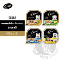 Cesar ซีซาร์ อาหารสุนัข รสเนื้อไก่,เนื้อไก่และชีส,เนื้อไก่และผักรวม,เนื้อไก่และตับบด ขนาด100กรัม x 24 ถาด (1กล่อง)