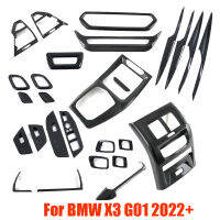 ABS คาร์บอนไฟเบอร์สำหรับ BMW X3 G01 2022อุปกรณ์ตกแต่งภายในหน้าต่างสวิทช์เกียร์เปลี่ยน Panle ศูนย์ควบคุมระบายอากาศครอบคลุม