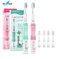 Seago Kids Sonic Electric Toothbrush Battery Powered Colorful LED Smart Timer Tooth Brush Replaceable Dupont Brush Heads SG EK6