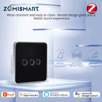 Zemismart Zigbee สมาร์ททัชปุ่ม Neutral กระจกนิรภัยผนังแผง zmhk01 Alexa Siri Homekit 1/2/3/4Gangแผงกระจกนิรภัยสวิตช์ไฟ