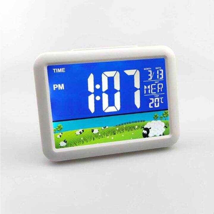 Voice Control Digital Alarm Clock Temperature Calendar 7 Languages Day