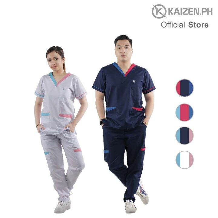 Scrub Suit 1st Gen KSS31 KOREAN INSPIRED TRICOLOR COMBI Top, 6Pocket