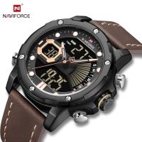 [Aishang watch industry]NAVIFORCE นาฬิกาสำหรับผู้ชายควอตซ์หนังลำลองหรูหรา NF9172