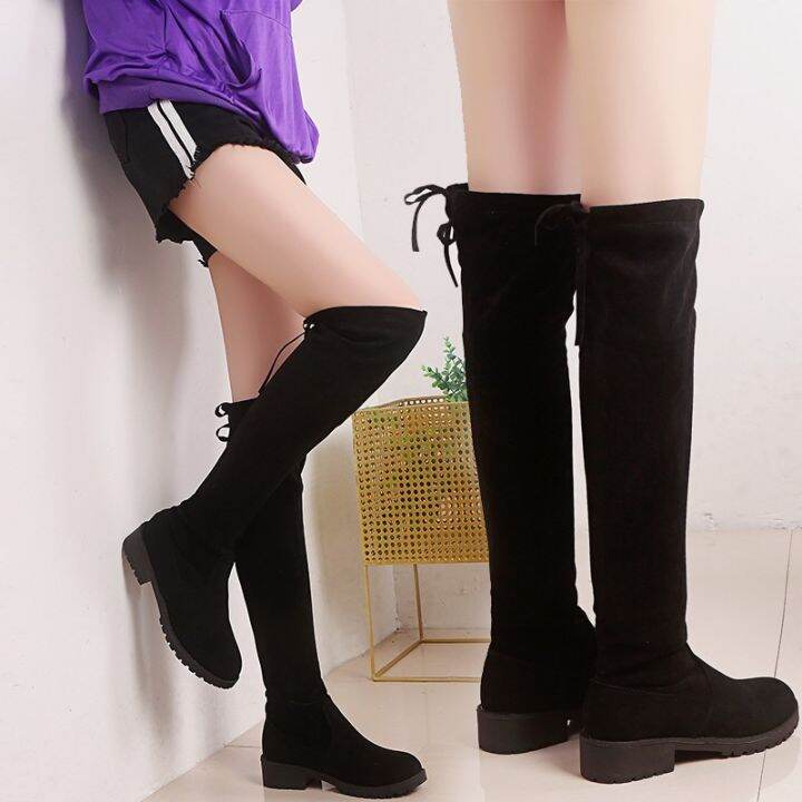 Bestseller Korea Fashion Over the knee Boots WOmen Suede Black Show ...