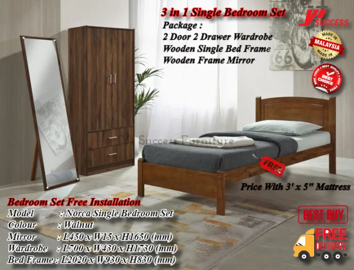 Yi Success Norca Single Bedroom Set / 3 In 1 Set Bilik Tidur Bujang ...