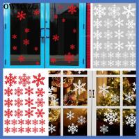 OWMXZL 27PCS Red Gifts Mural Shop Window Static Christmas Sticker Snow Decal Snowflake