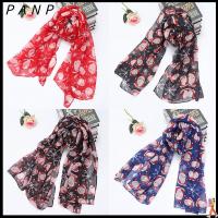 PANP Fashion Snow Santa Claus Print Scarf Chiffon Organza Floral Scarves Long Shawl